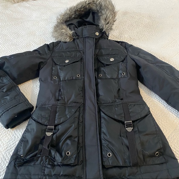 Miss Sixty Down & Faux Fur Trim Utility Winter Jacket Parka Anorak Coat XS - Picture 3 of 15